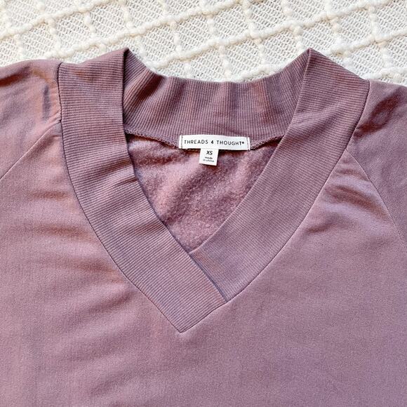 Threads 4 Thought Mazie Pullover Twilight Mauve V Neck Oversized Size XS New - Picture 4 of 11